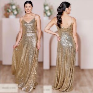 Revelry Gold Sequin Dress - Skye - Size 4 - Hemmed for 5’3 with modest heel